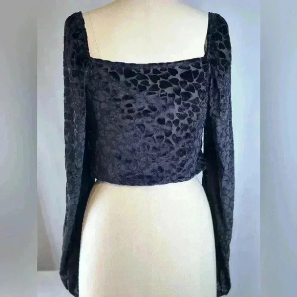 NWT- Irene Black Heart Burnout Velvet Top (Size Large) - Picture 7 of 10